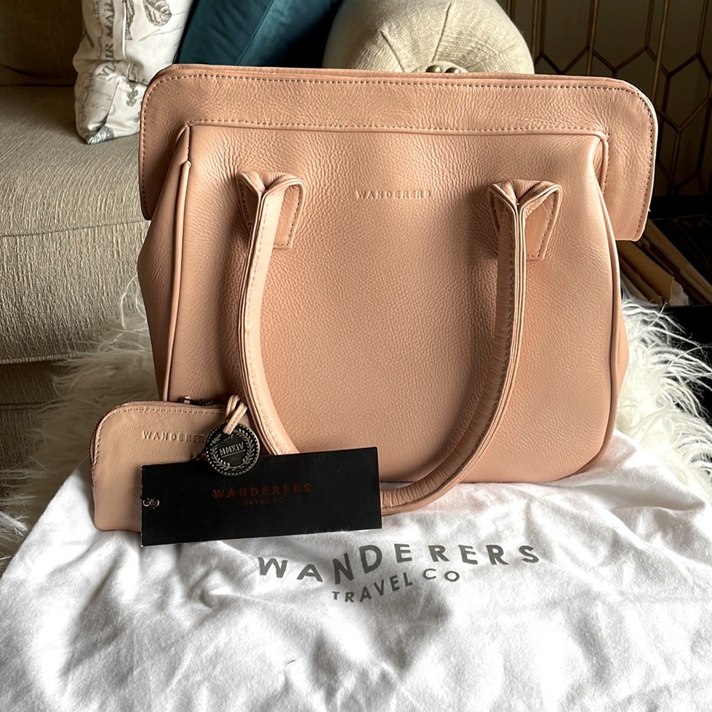 Wanderers Travel Co Monte Carlo blush pink leather bag